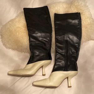 Leather pointed toe boots